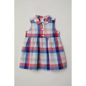 H&M girls Sleeveless dress Size 6-9M in a cotton weave with a collar Y buttons